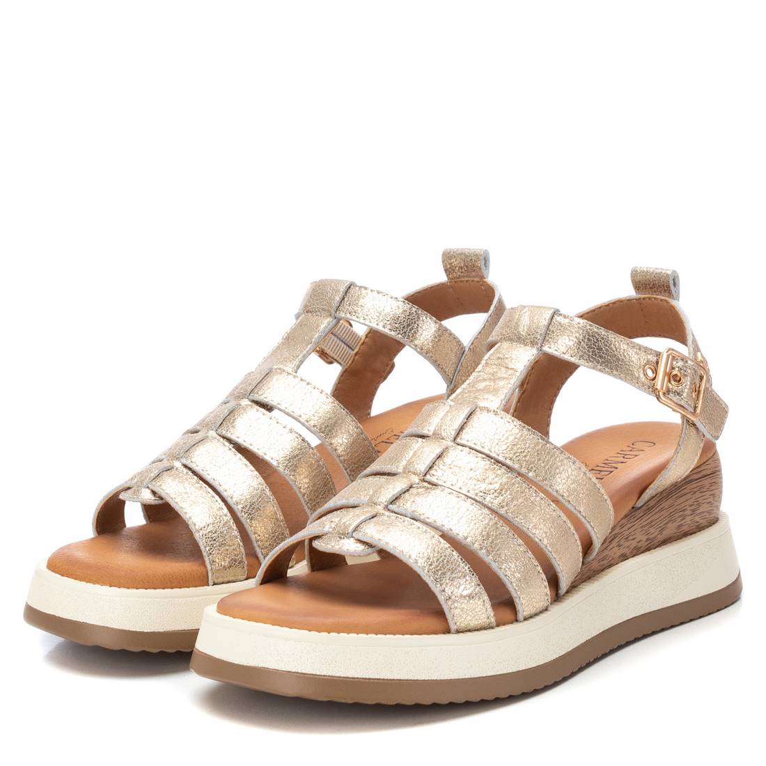 Carmela 16160901 sandale compensée doré cuir