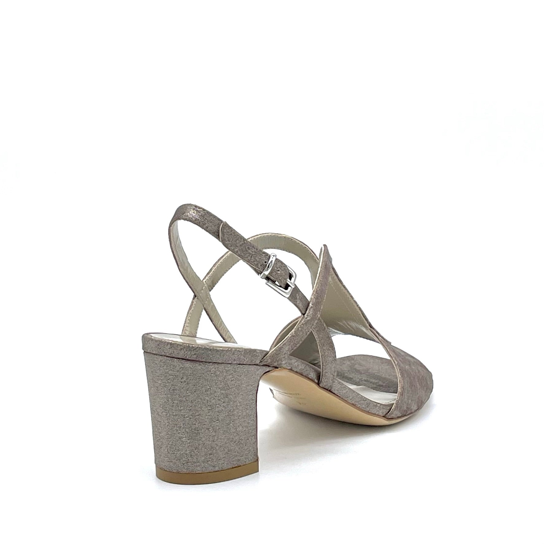 ELATA 15151 sandales chenille satinée étain talon 5,5 cm