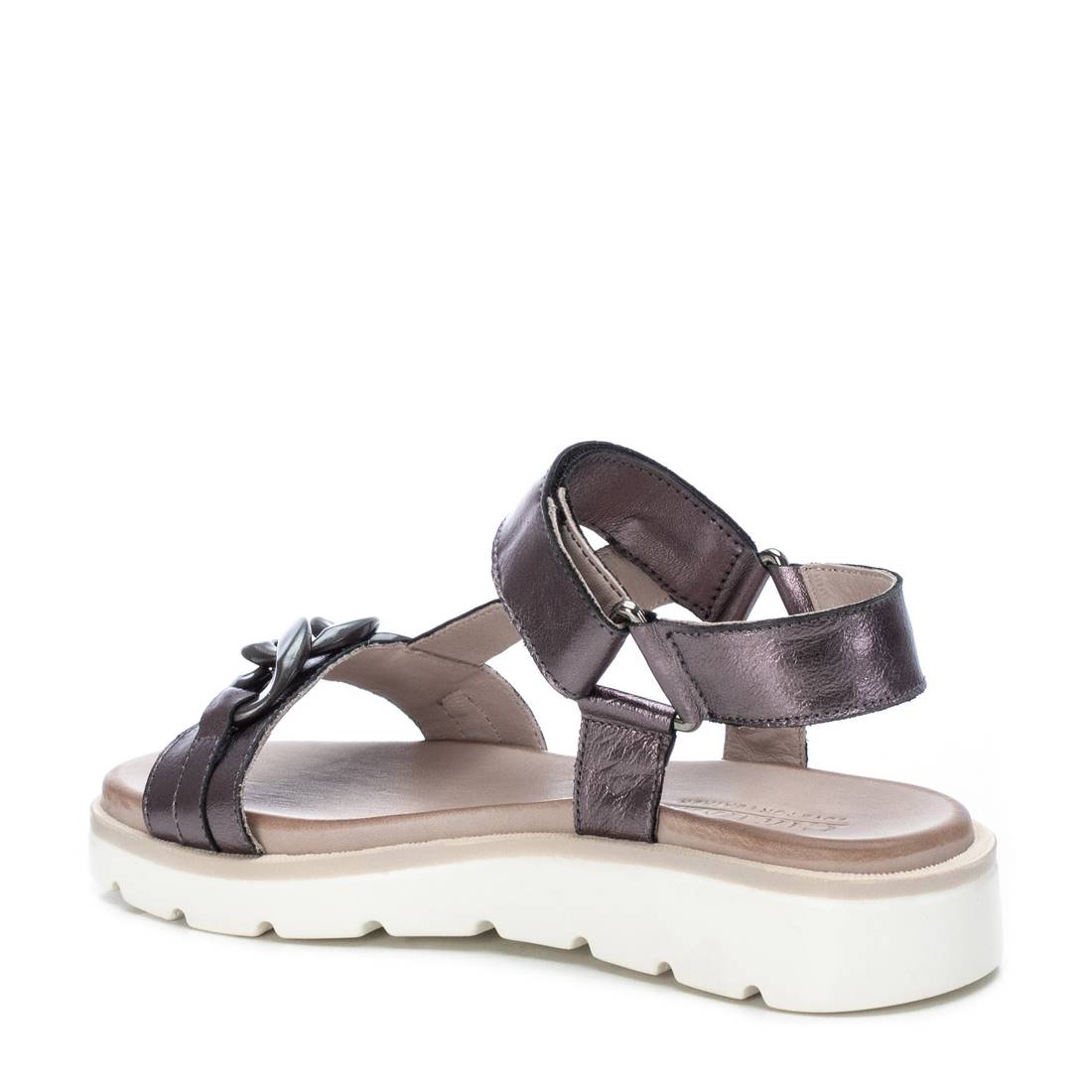 Carmela 16073906 sandale femme cuir gris scratch talon plat