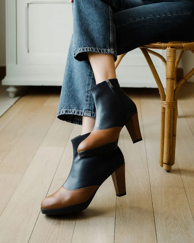 Dessine Moi Un Soulier bottines plateforme marine camel