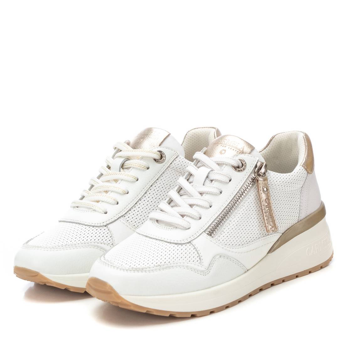 Carmela 16226801 baskets cuir blanc compensé 5cm