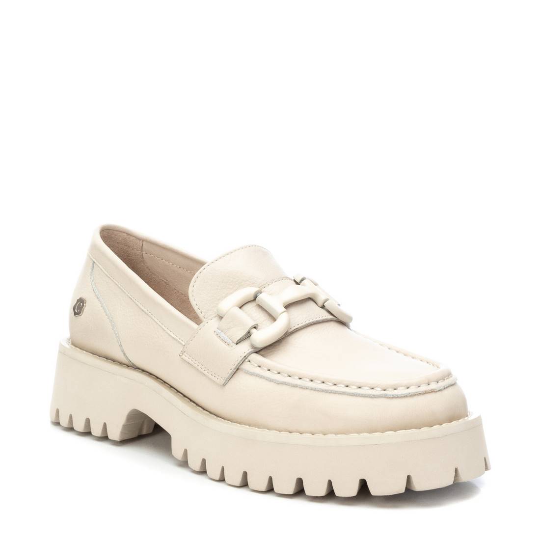 Carmela 16068905 mocassin cuir blanc semelle crantée