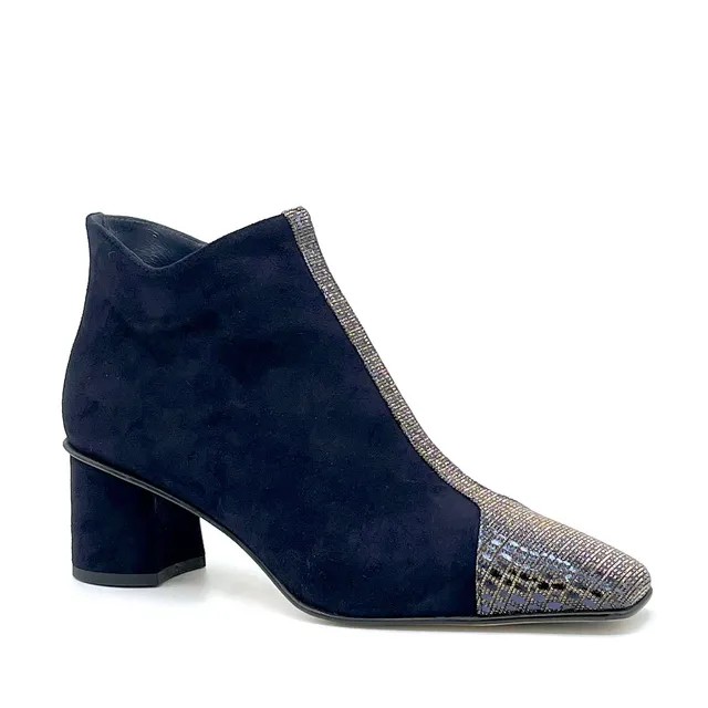 ELATA 54546 bottines cuir bleu suède talon 5,5 cm
