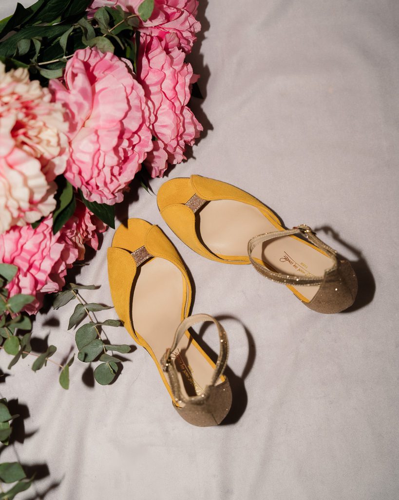 Dessine Moi Un Soulier Charlotte high velours jaune paillette