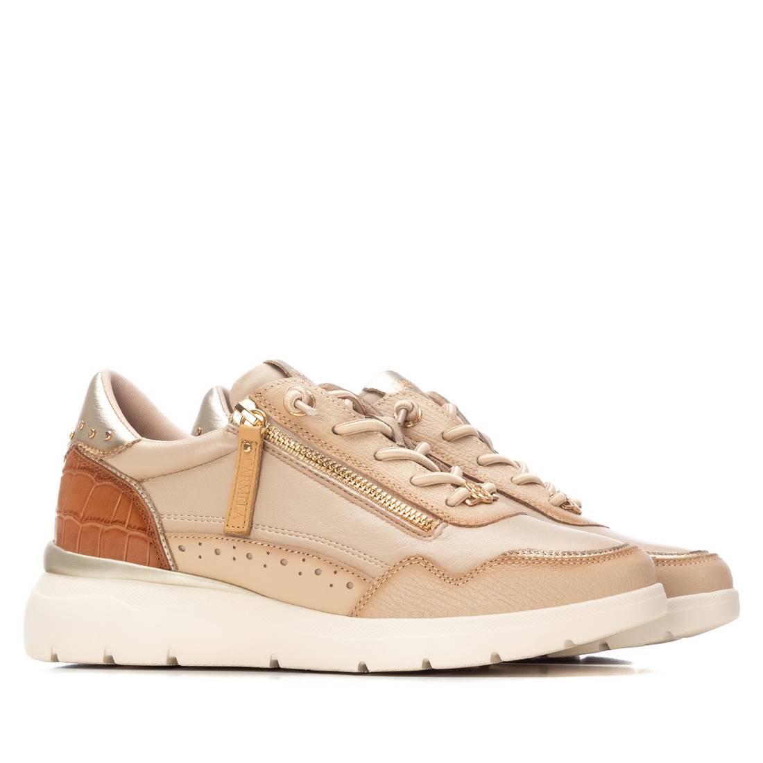 Carmela 16243003 baskets cuir beige clouté