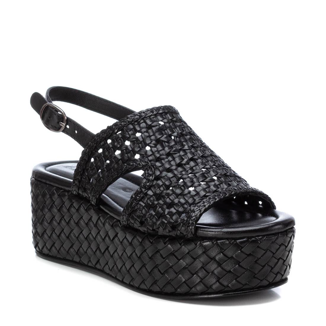 Carmela 16163602 sandale cuir noir compensé 7 cm