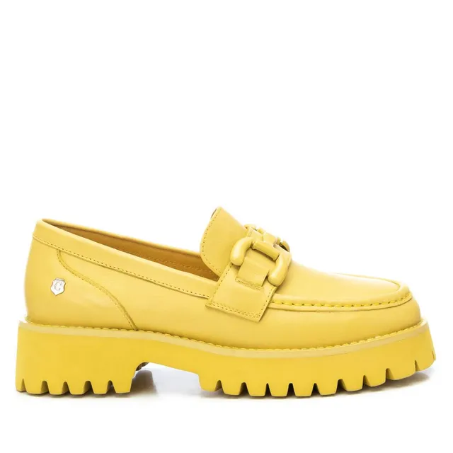 Carmela 16068902 mocassin cuir jaune plat