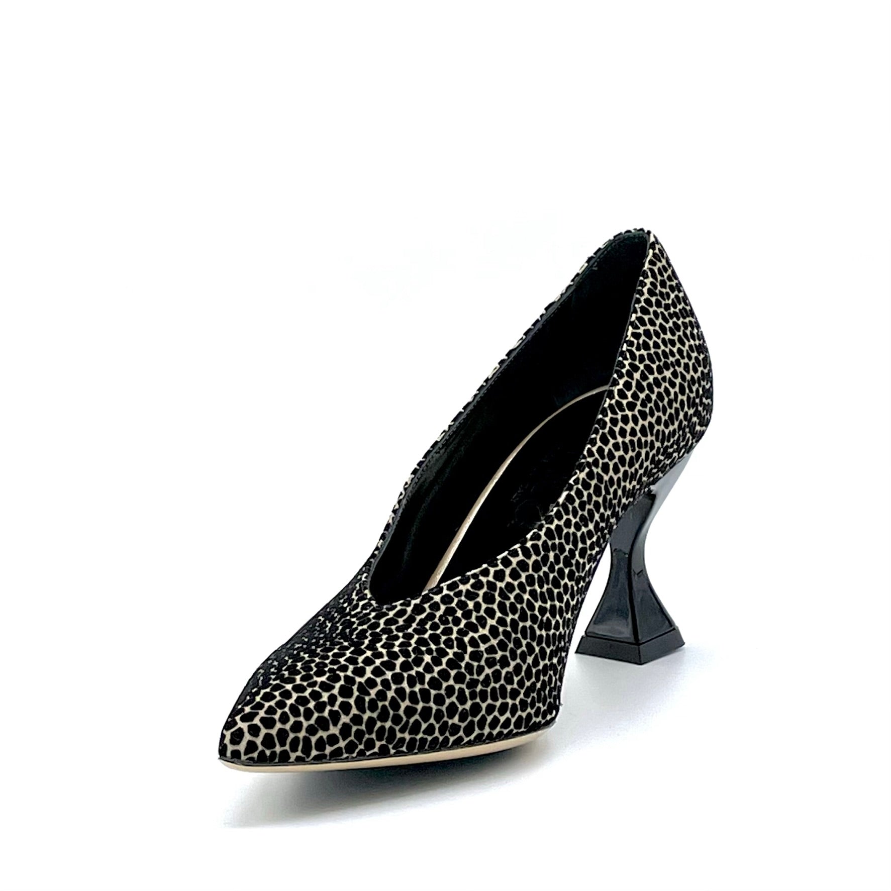 ELATA 53517 escarpin suède beige noir talon 7,5 cm