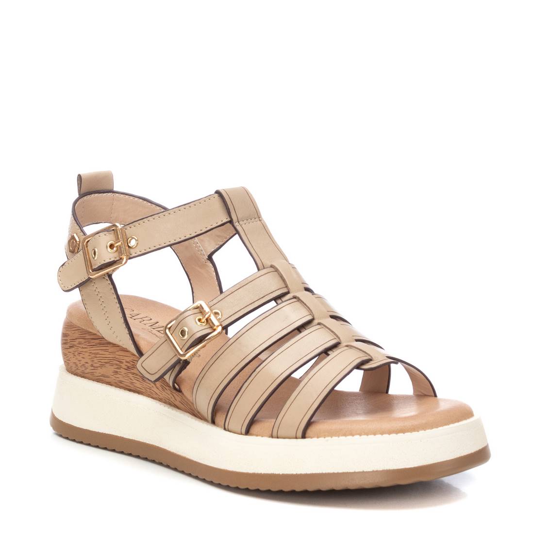 Carmela 16139002 sandale compensée marron cuir boucle