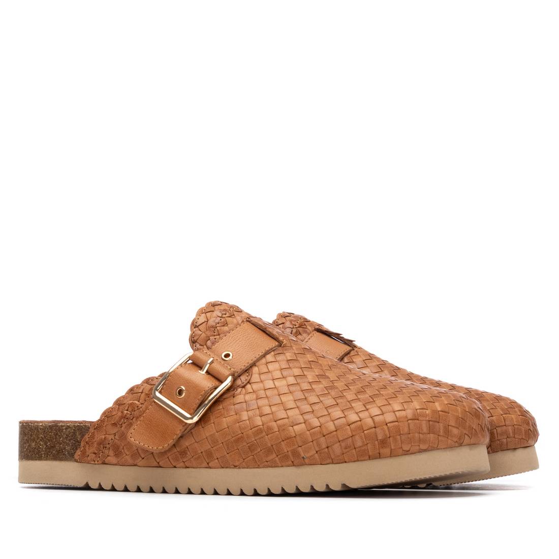 Carmela 16327103 sabot cuir camel tressé