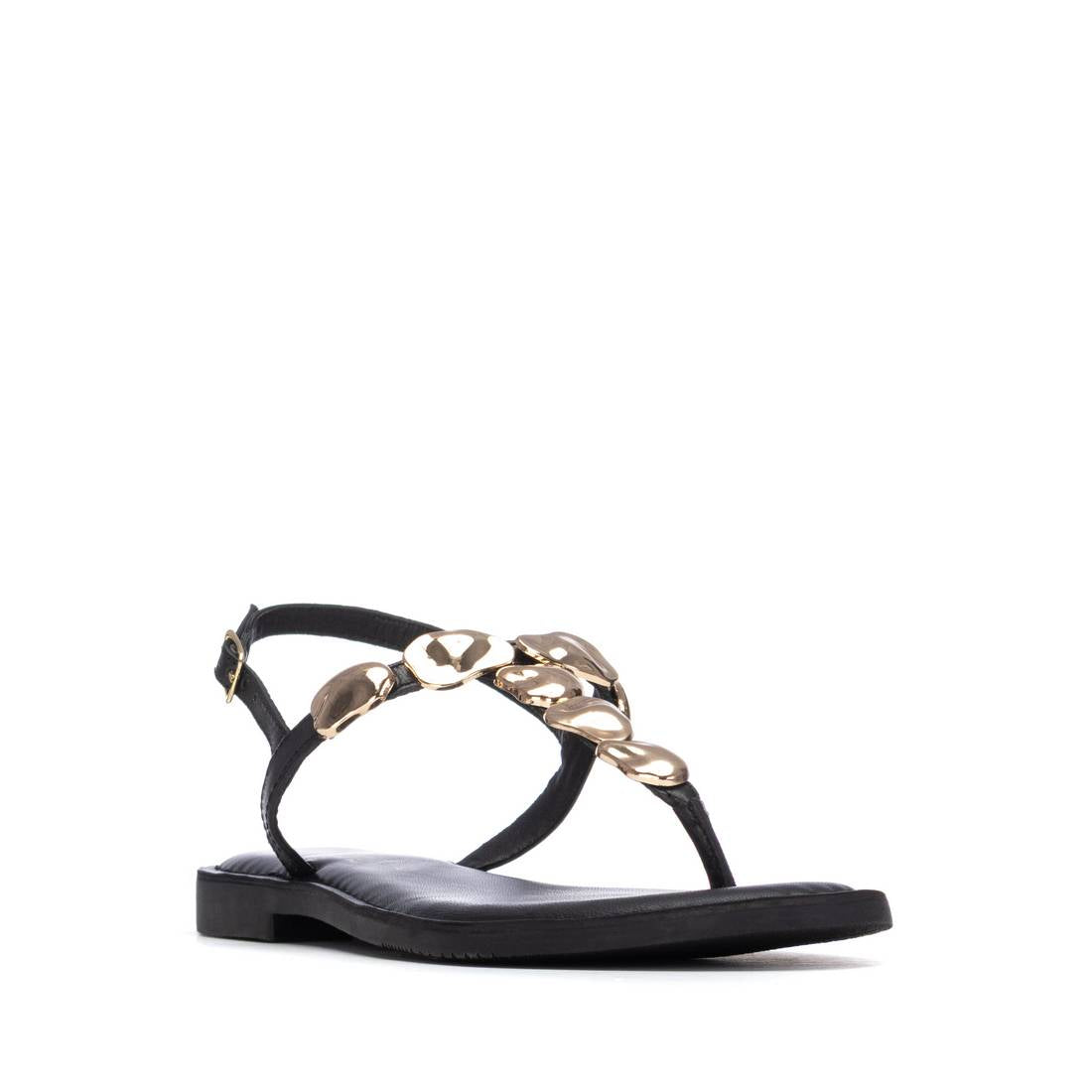 Carmela 16329301 sandales noir cuir plates boucle