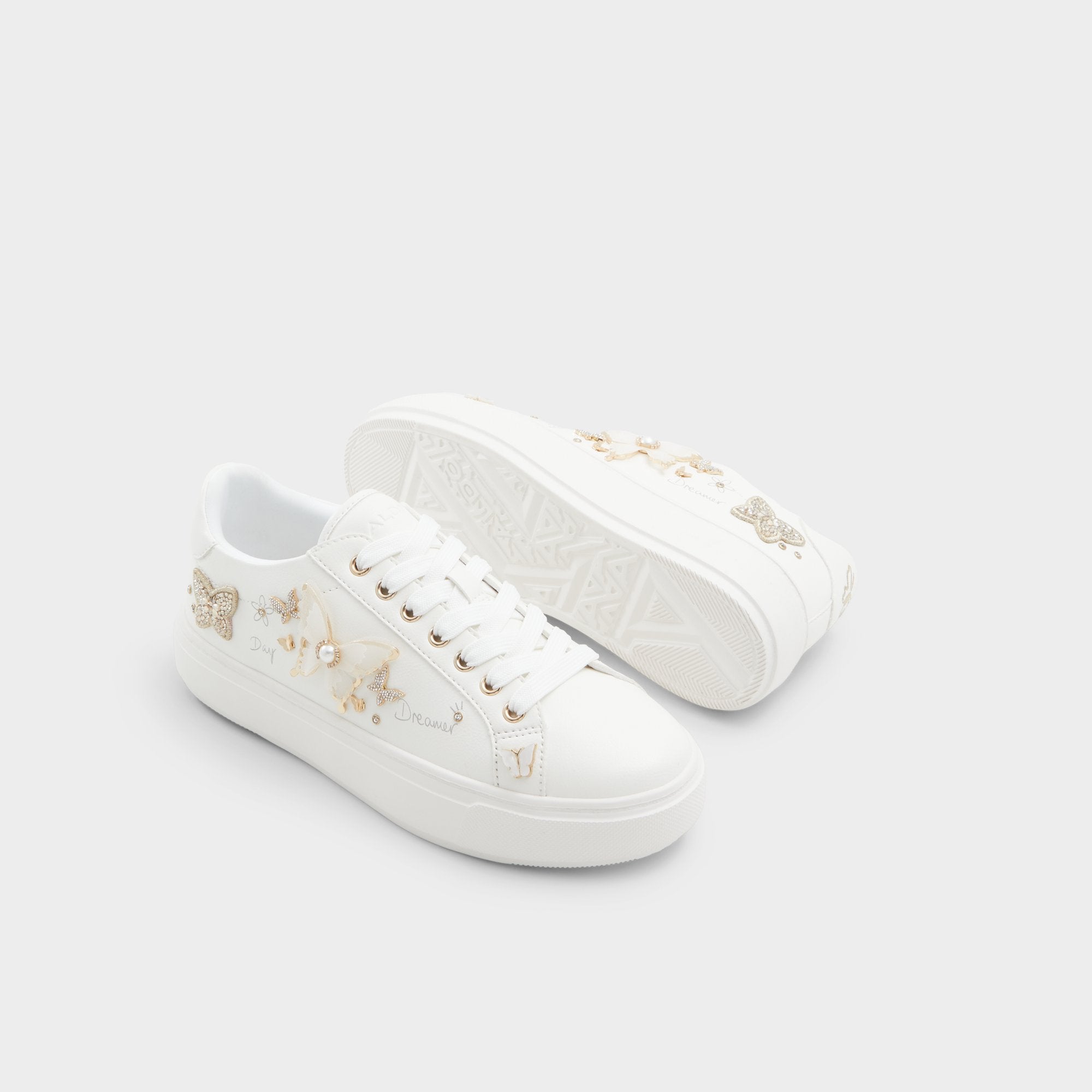 ALDO Pearlwing baskets cuir blanc papillons pointure 38