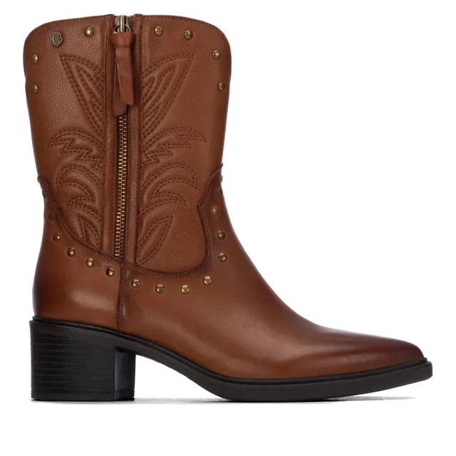 Carmela 16425103 bottine femme camel cuir talon bas