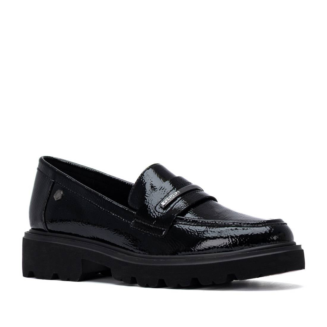 Carmela 16437802 mocassins vernis noirs petit talon