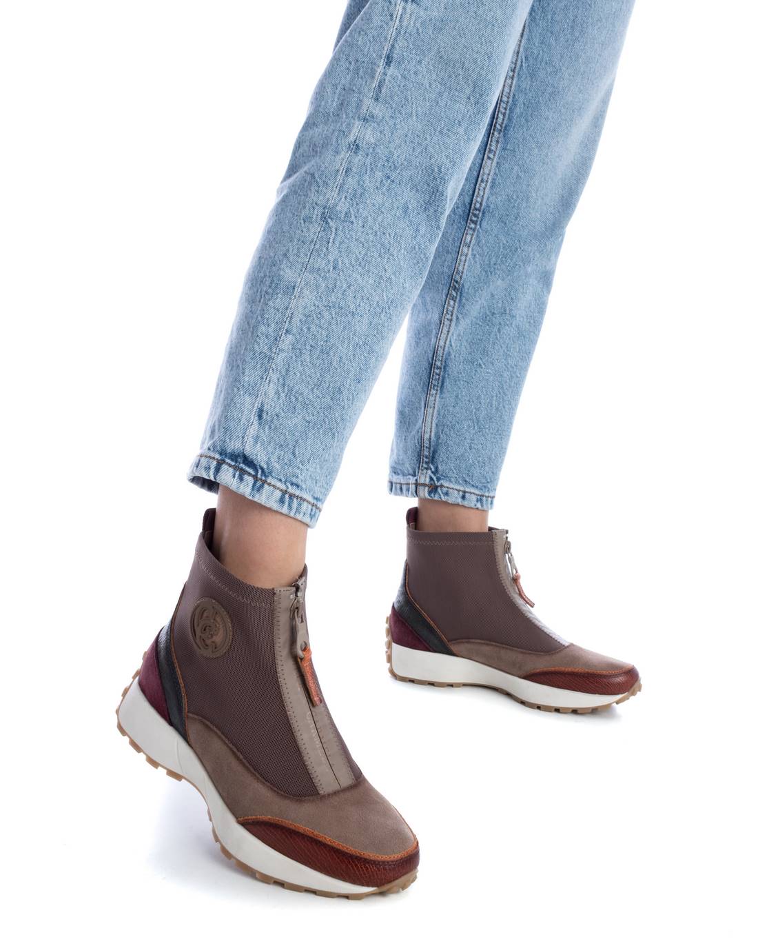 Carmela 16120403 basket montante rouge textile et cuir