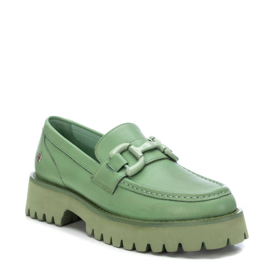 Carmela 16068903 mocassin cuir vert plat