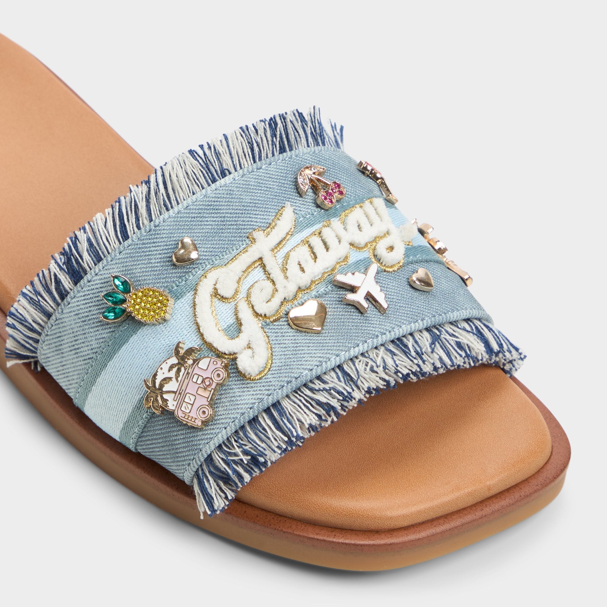ALDO Beachside sandales plates denim effiloché