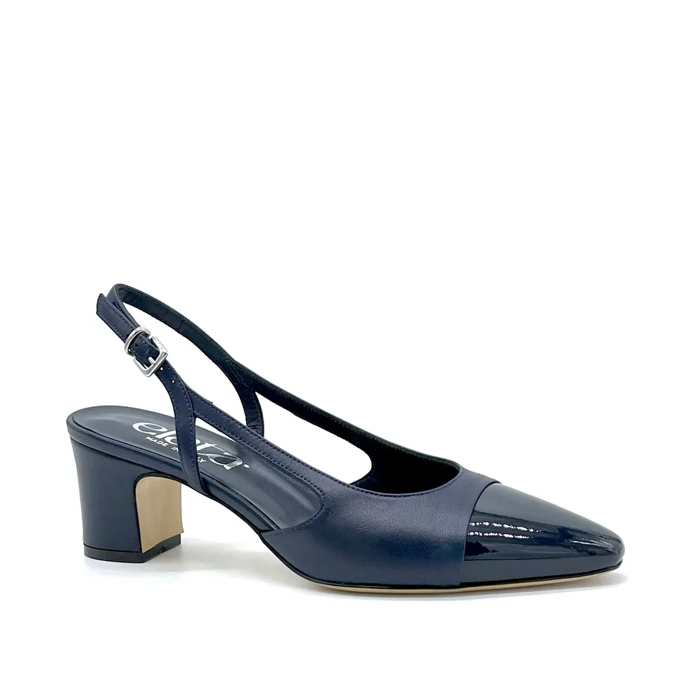 ELATA 14160-1 slingback cuir bleu talon 5,5 cm