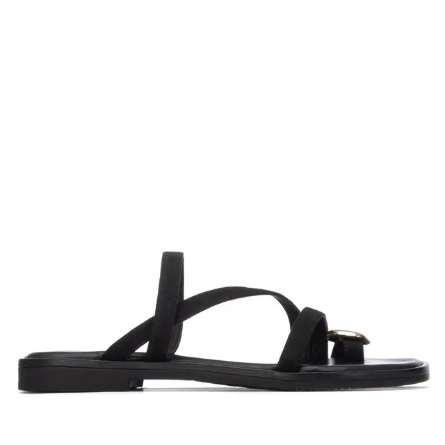 Carmela 16329101 sandale plate noire cuir