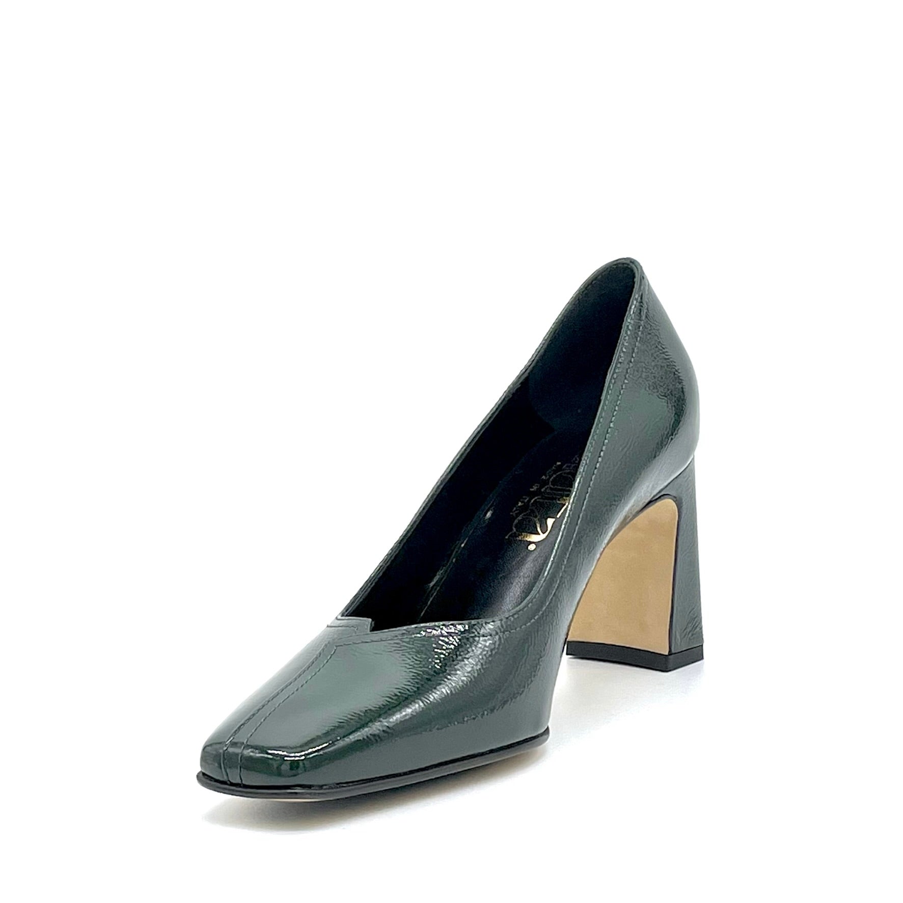 Escarpins Elata 53505 vernis vert talon 7,5 cm