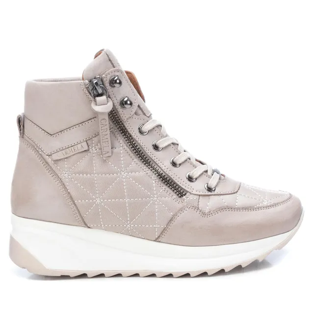 Carmela 16027902 basket montante cuir blanc talon 4 cm