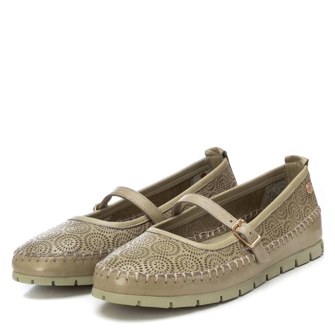Carmela 16208003 ballerine cuir kaki boucle