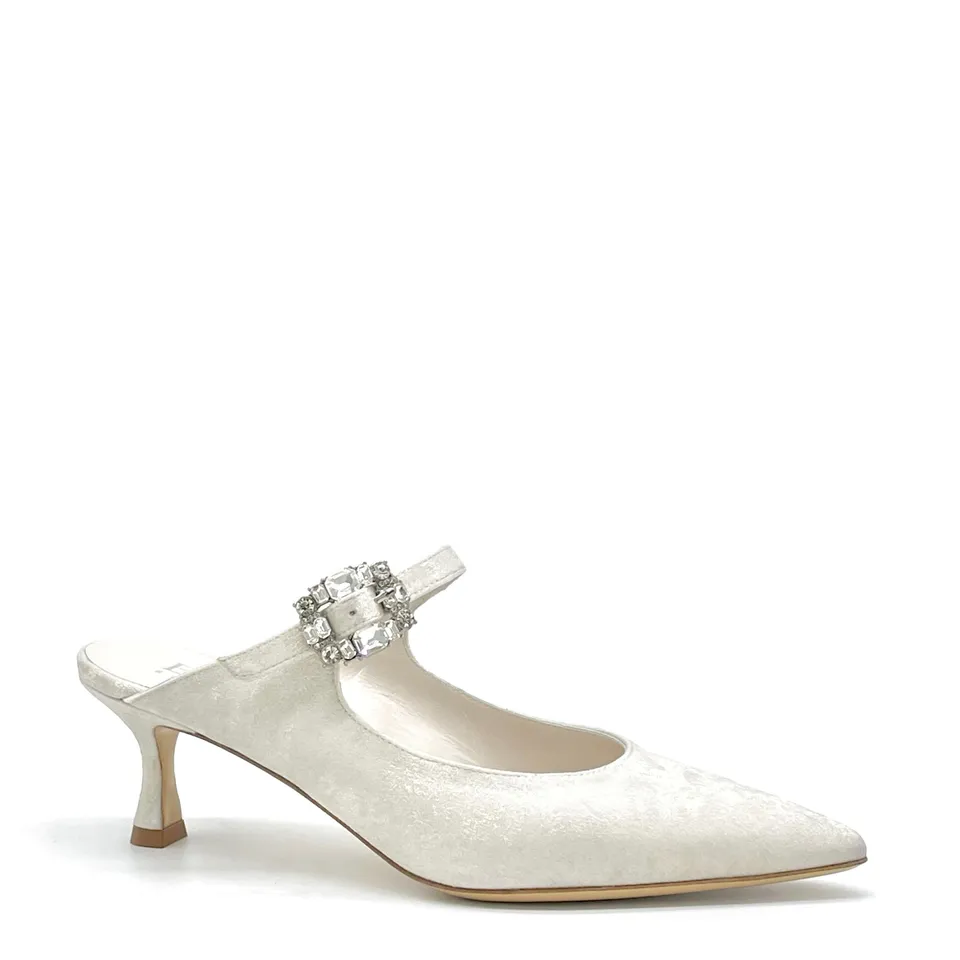 ELATA S2533 sabot mariée ivoire boucle bijou