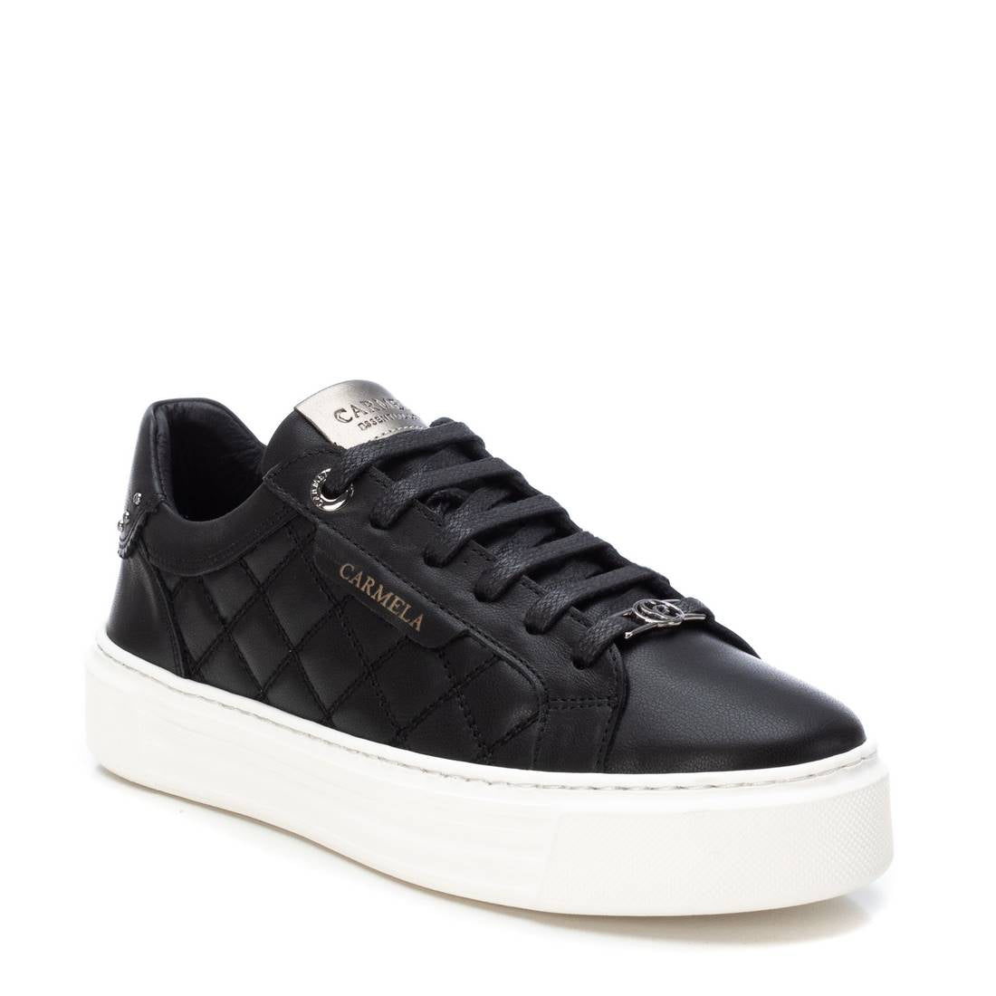 Carmela 16193401 baskets cuir noir plateforme lacets