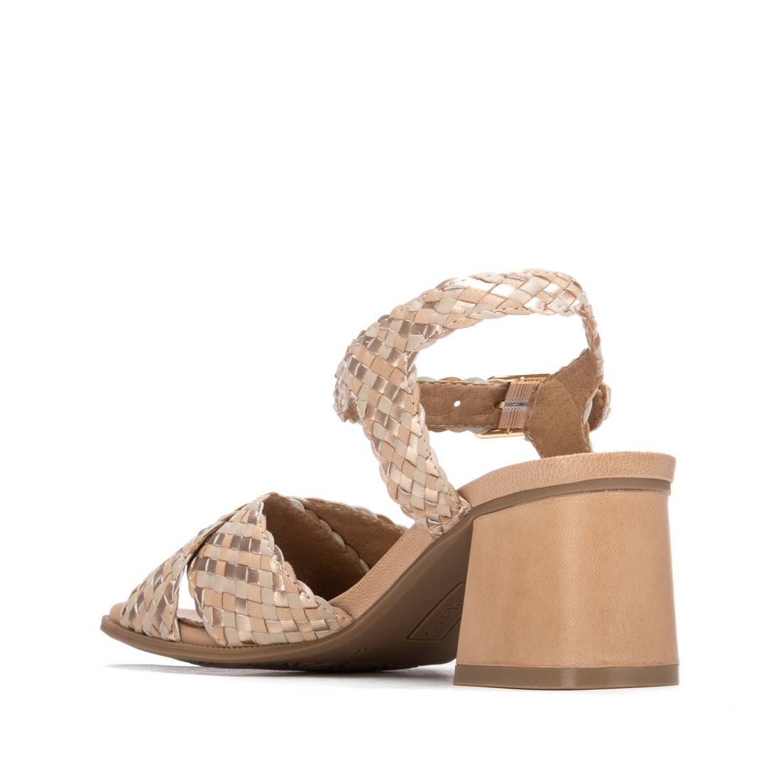 Carmela 16322204 sandale talon cuir tressé beige