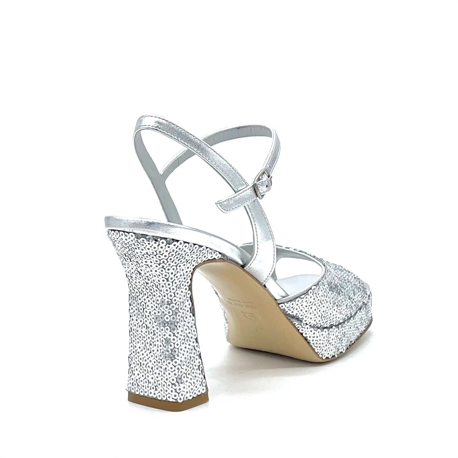 Elata 14120 sandales paillettes argent plateau 2 cm