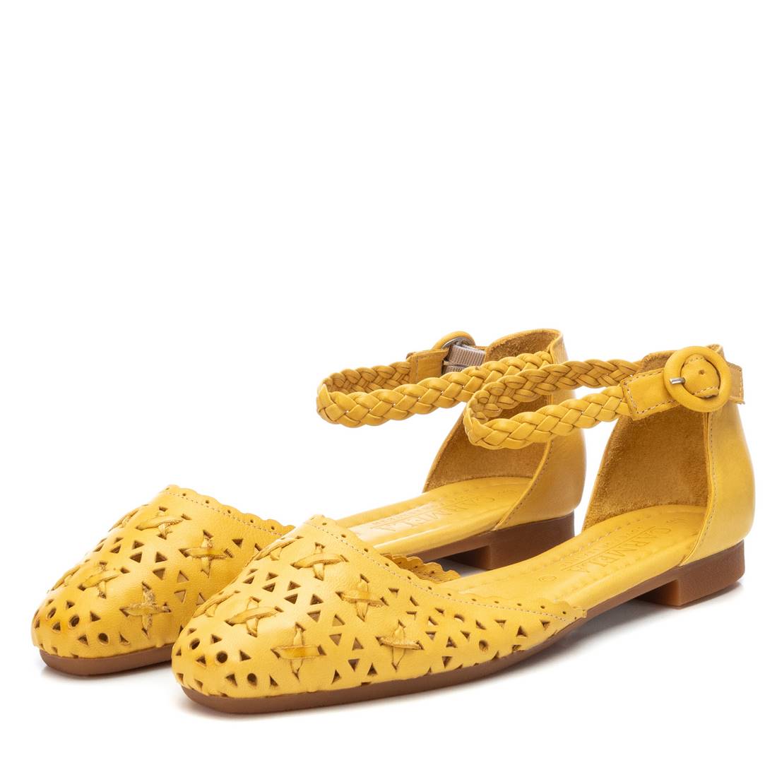 Carmela 16067104 ballerine cuir jaune bride cheville