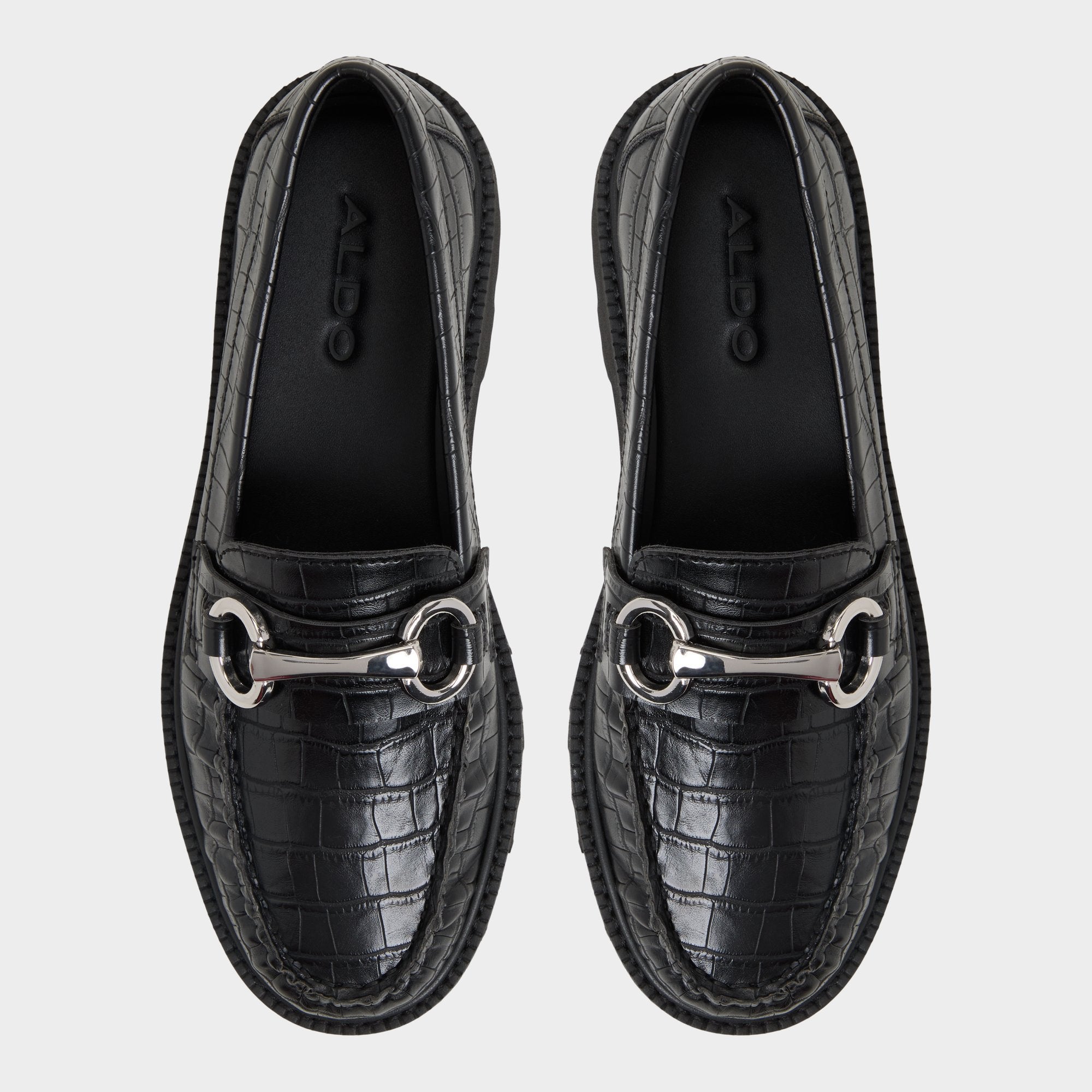 ALDO Danrose mocassins cuir croco noir