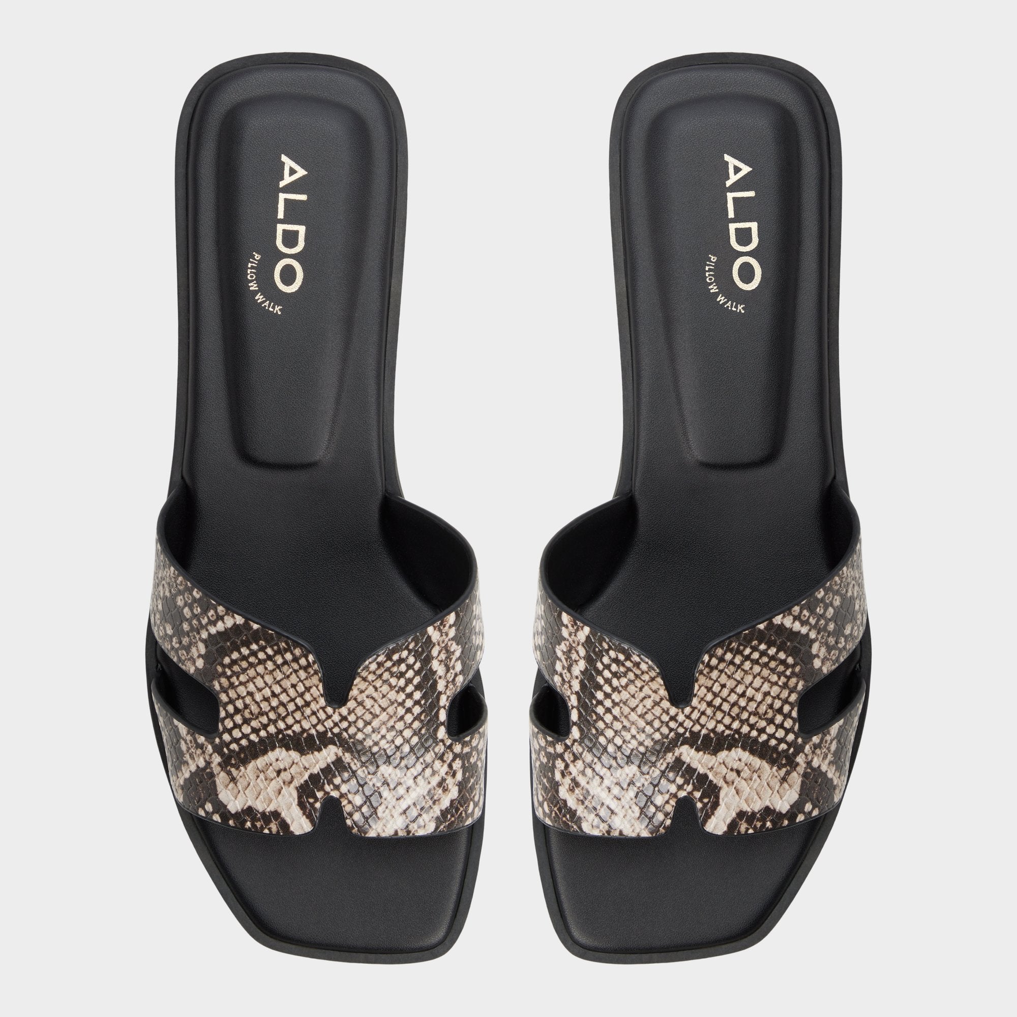 Aldo Itsandal sandales plates effet serpent marron