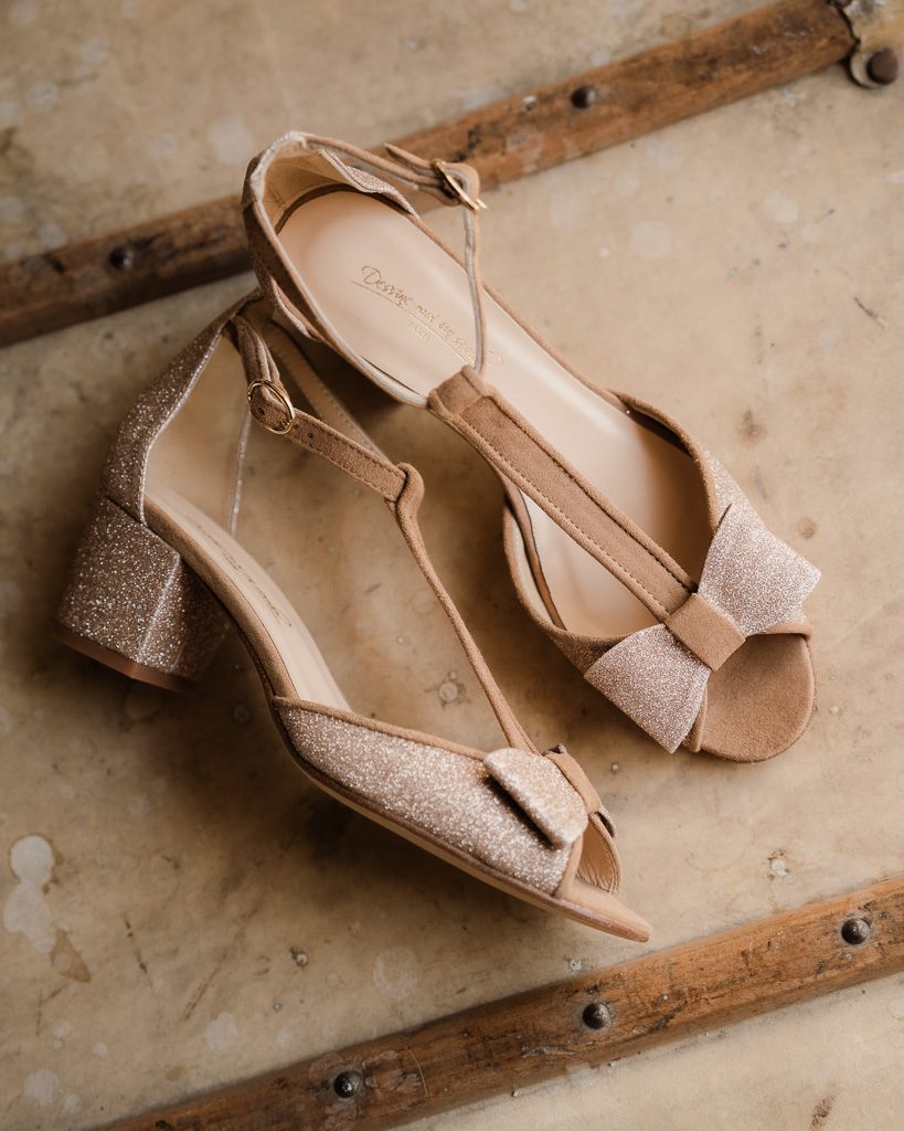 Dessine Moi Un Soulier Charlotte sandale velours bois de rose or blond
