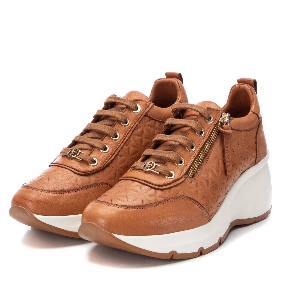 Carmela 16119903 basket compensée marron cuir 6 cm