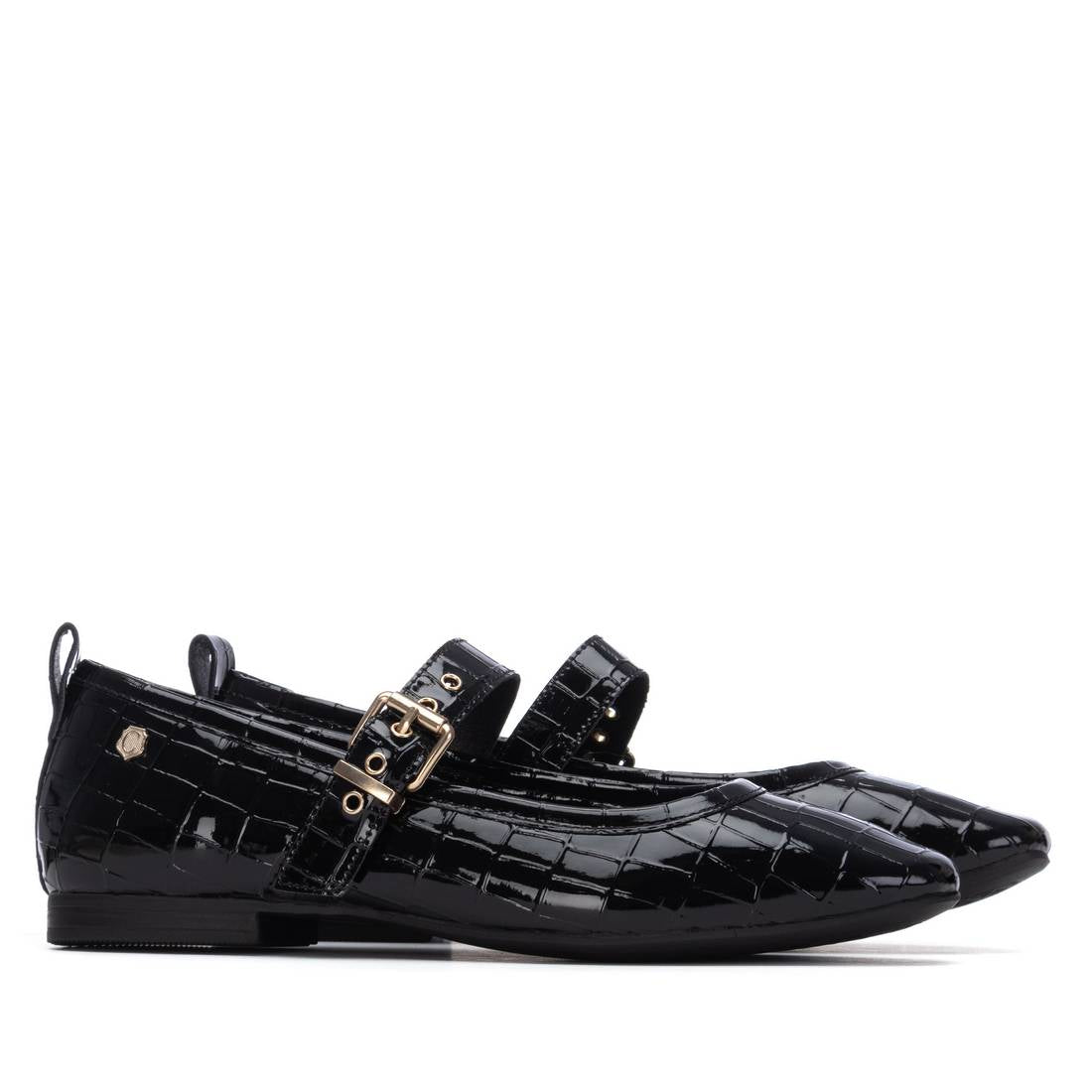Carmela 16256201 ballerine femme noire vernie à boucle
