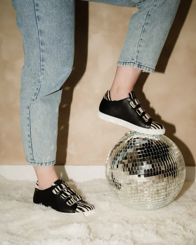 Dessine Moi Un Soulier basket cuir noir zèbre
