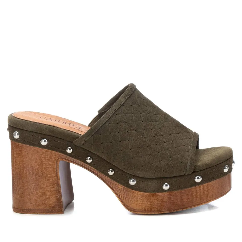 Carmela 16060504 sabot femme vert talon bois cuir