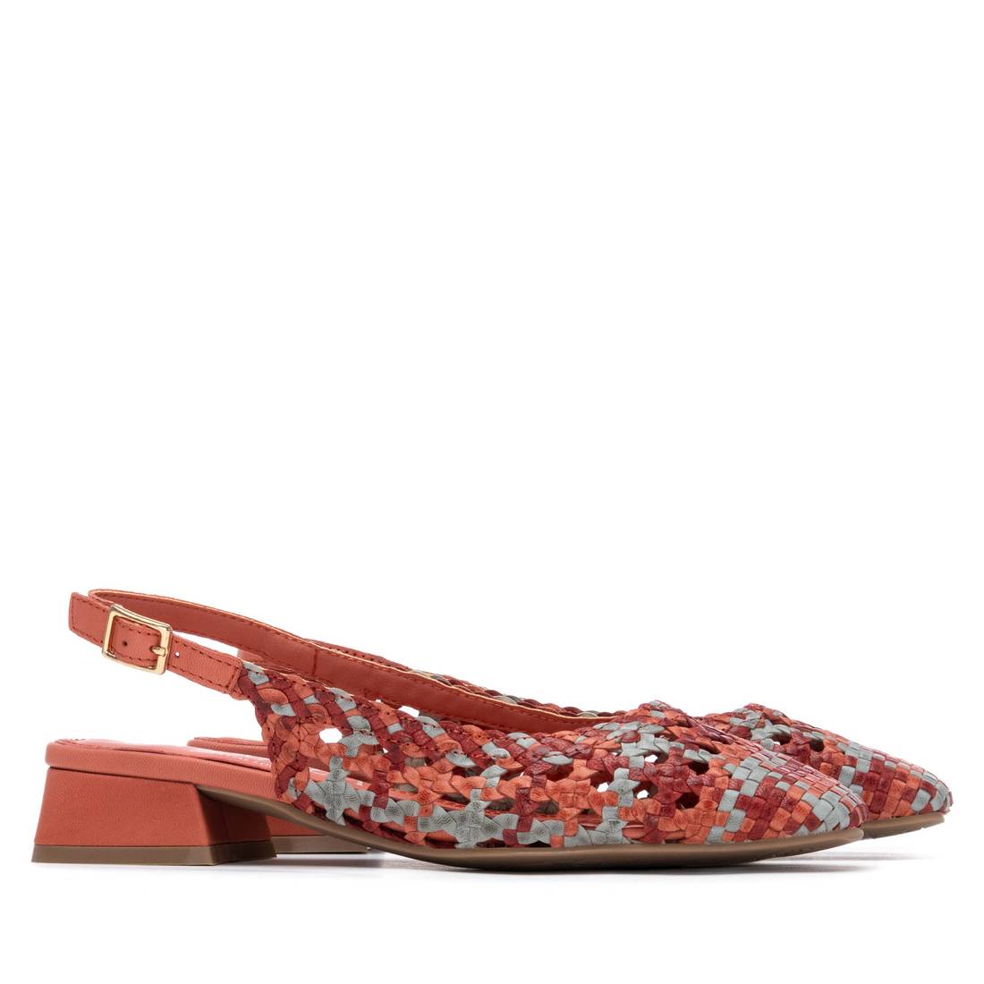 Carmela 16218512 ballerines femme corail cuir tressé