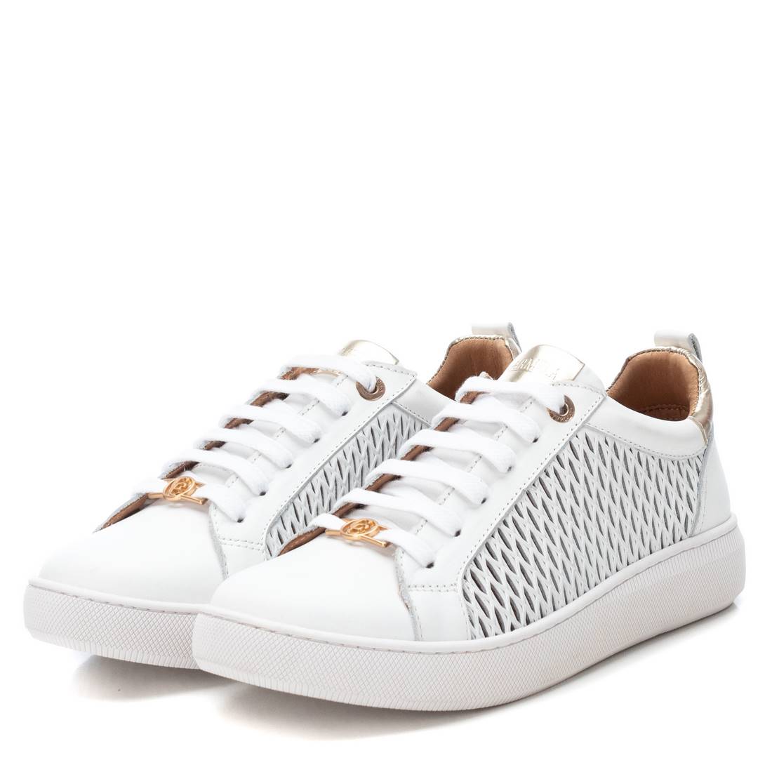 Carmela 16079706 baskets cuir blanc talon métallisé