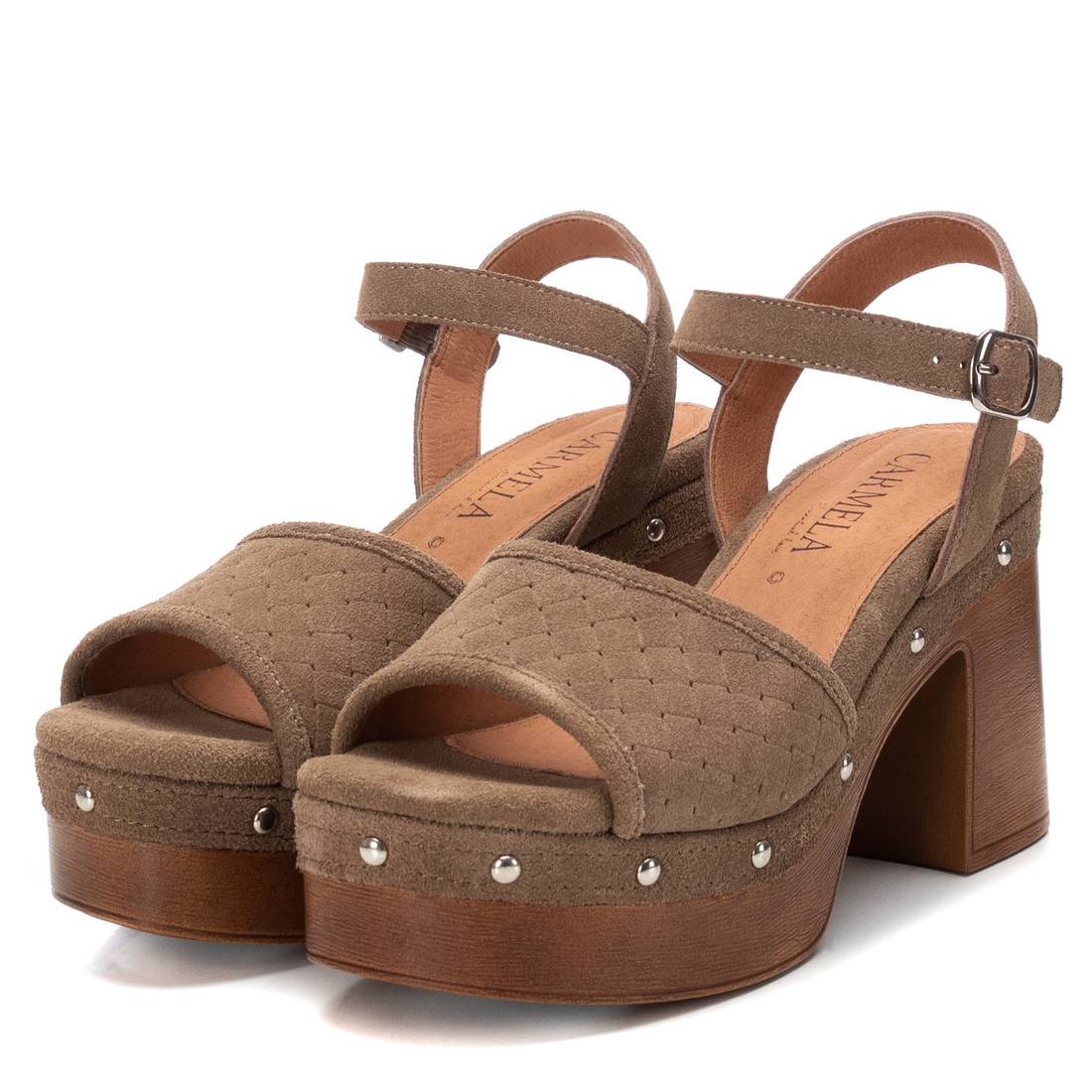 Carmela 16062303 Sandale Femme Daim Marron Talon 10 cm