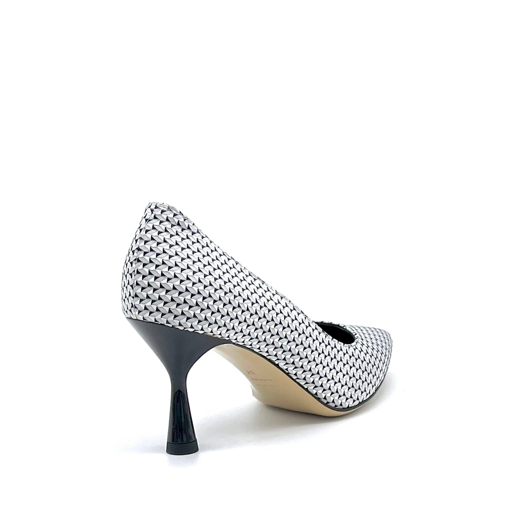 ELATA 16152 escarpins tissu noir blanc talon 7,5 cm