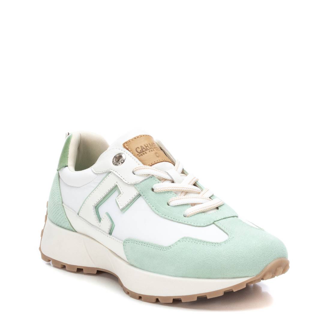 Carmela 16066403 basket cuir vert pastel lacet