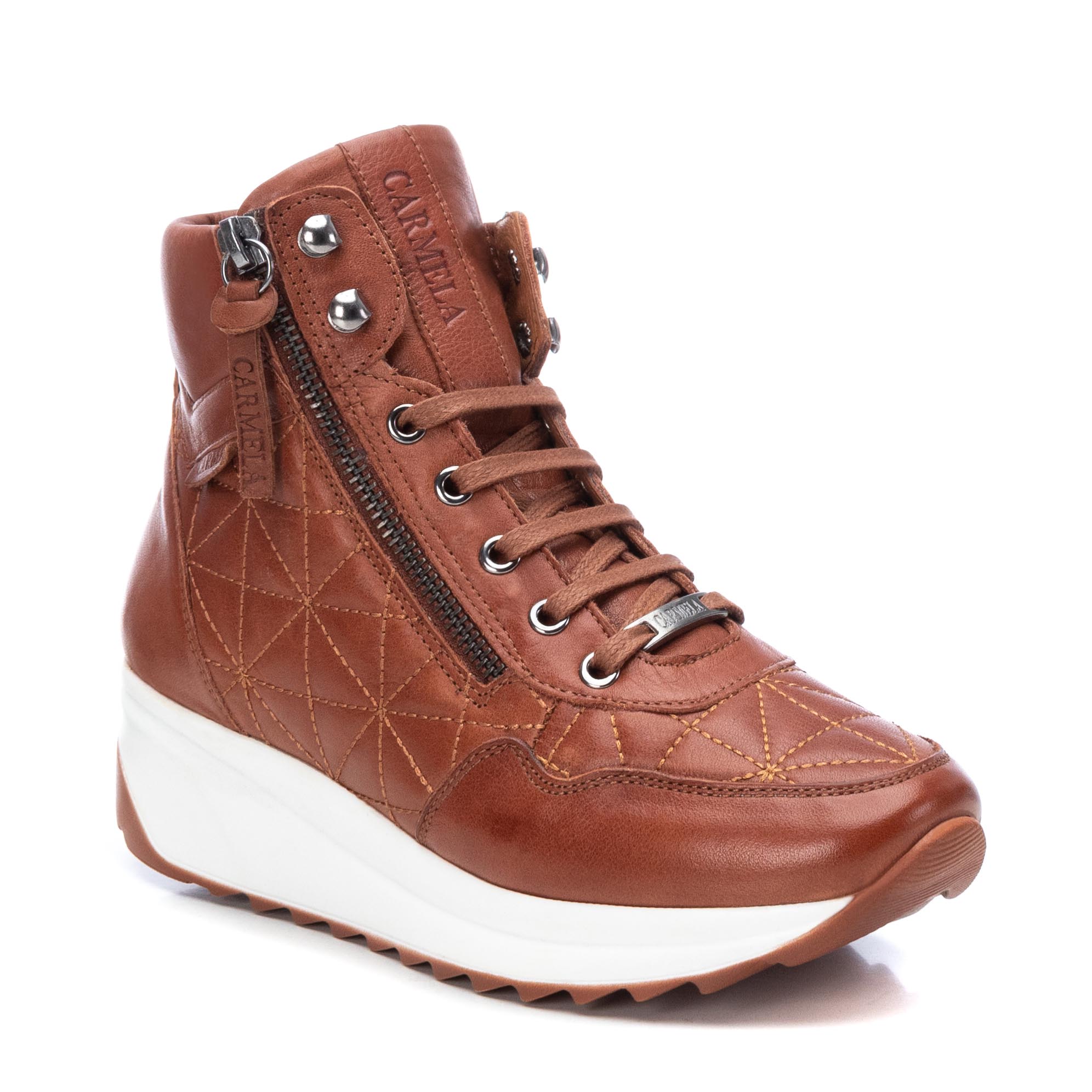 Carmela 16027904 basket cuir marron zip 4 cm