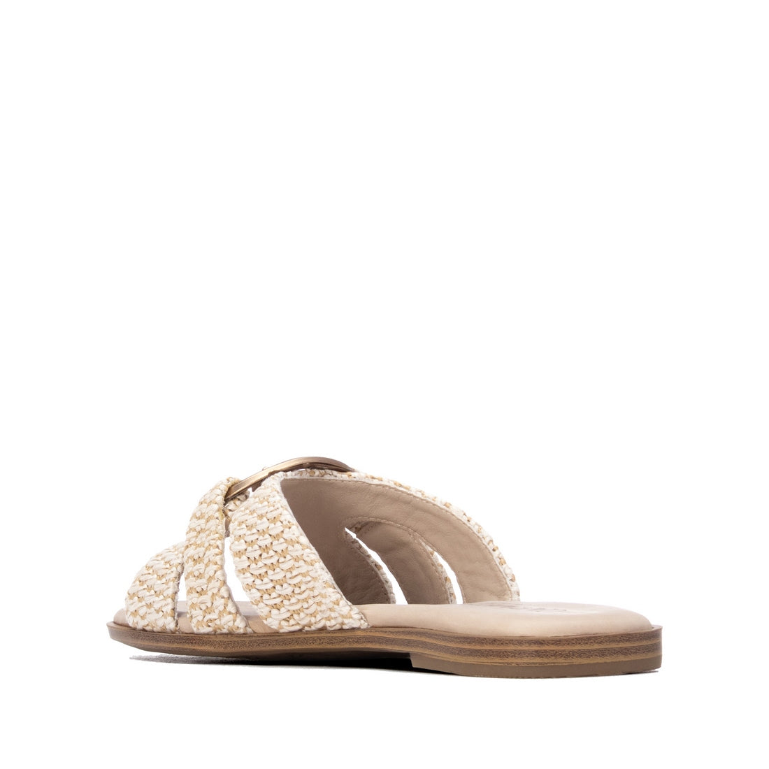 Carmela 16324901 sandale plate beige raphia à nœud