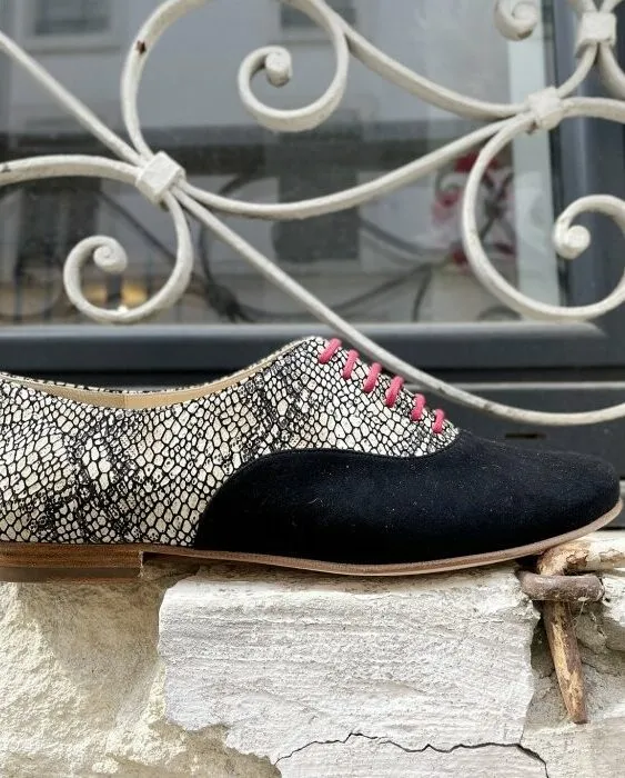 Dessine Moi Un Soulier richelieu noir python plat