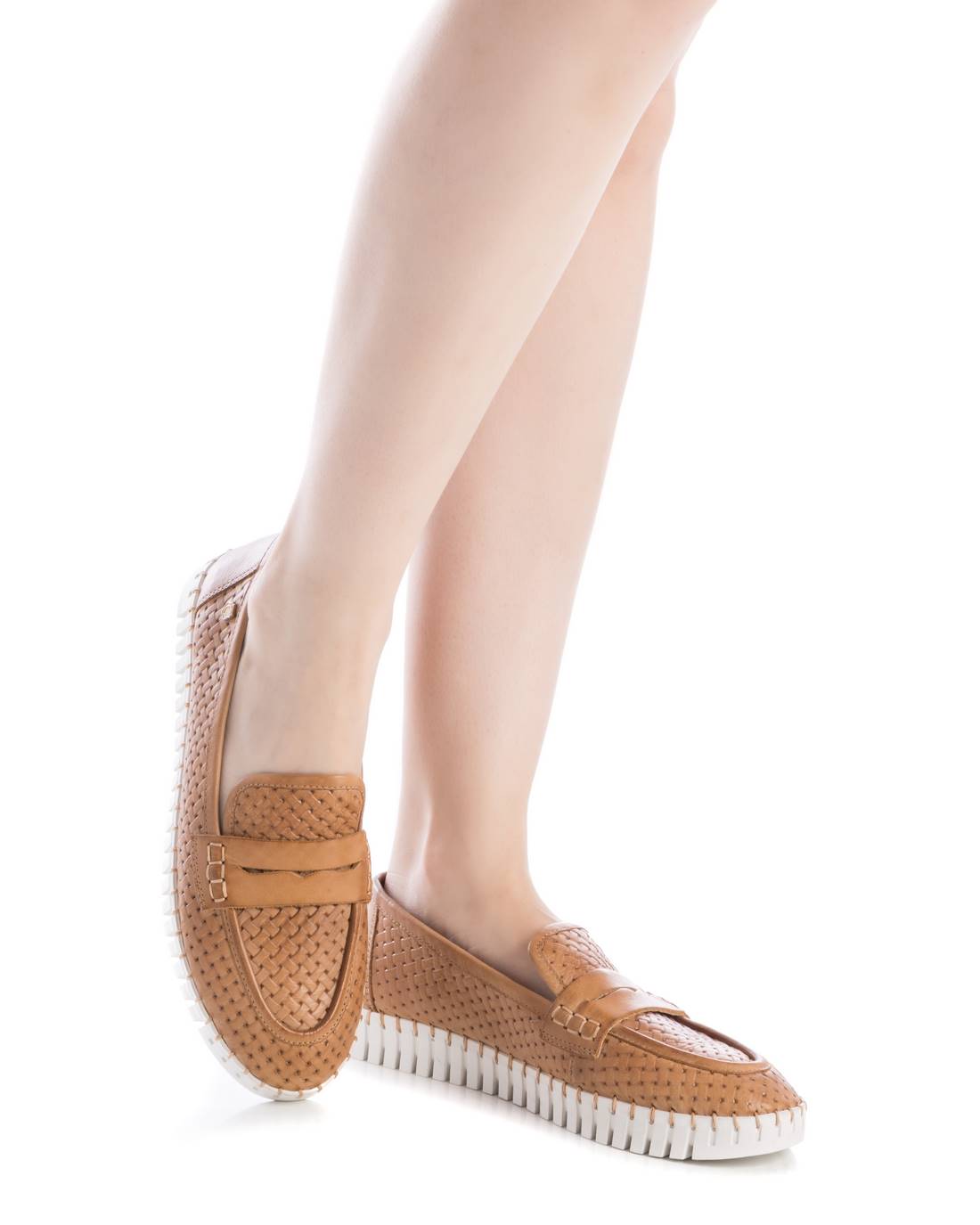Carmela 16230303 mocassins cuir camel ajouré plat
