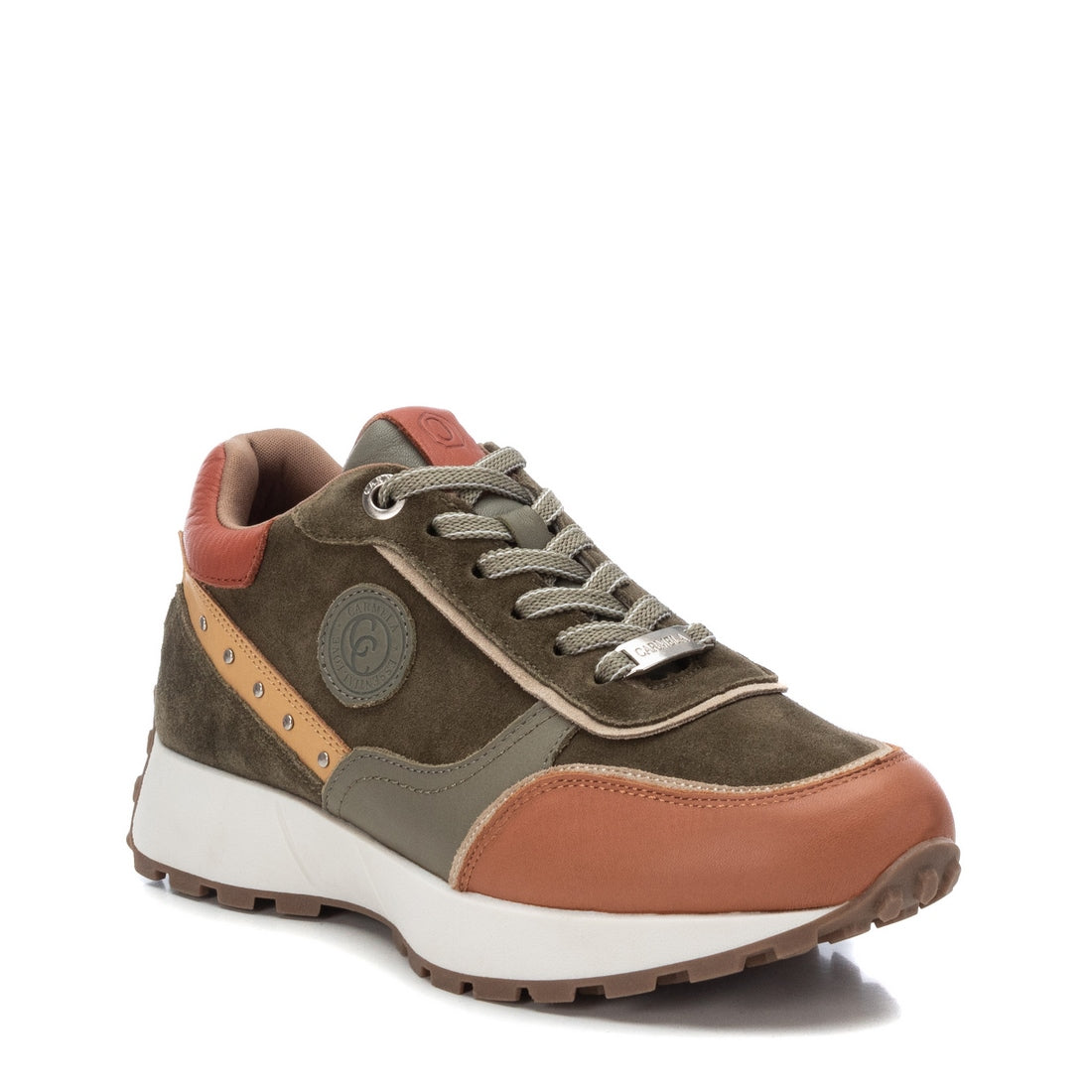 Carmela 16010001 basket cuir verte lacets