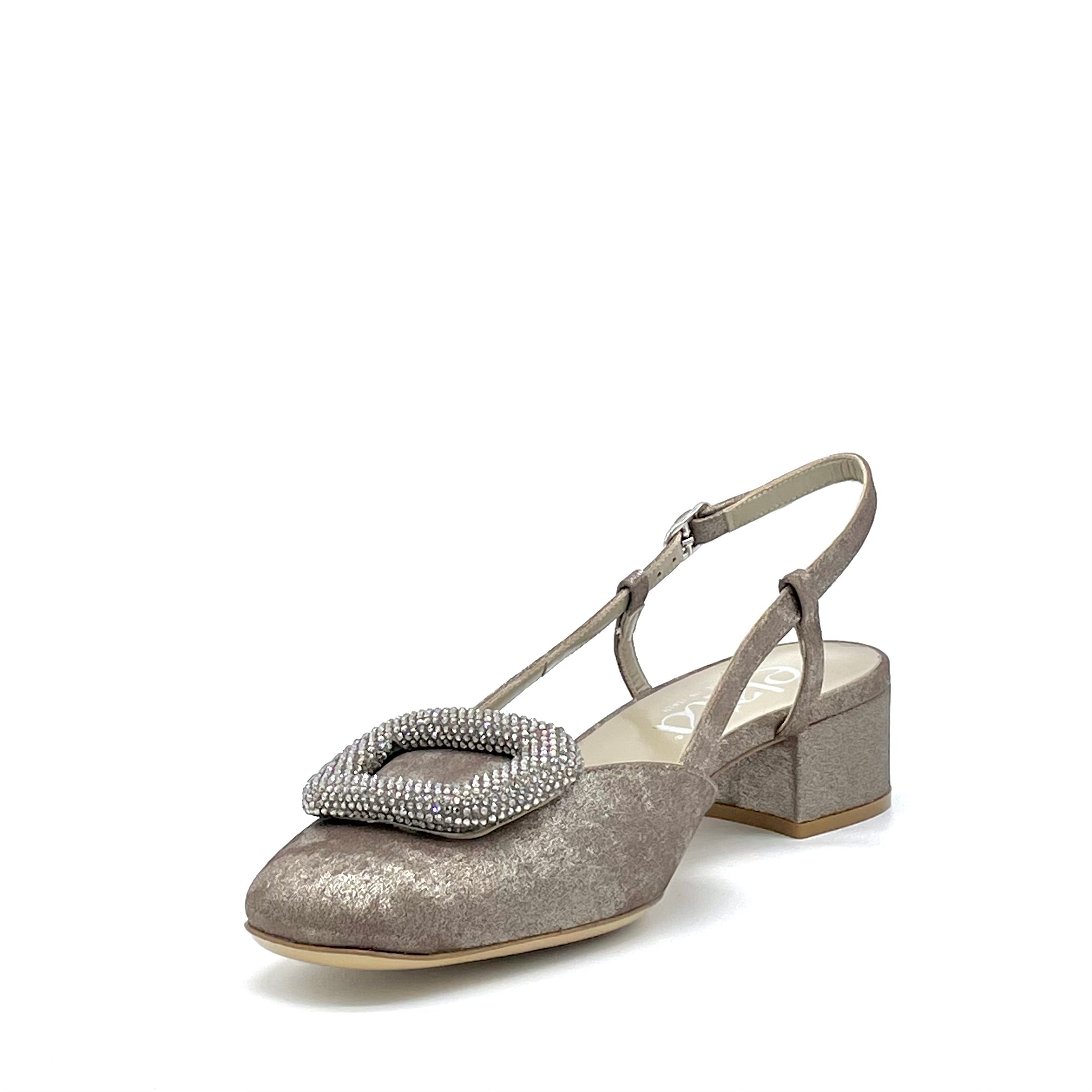 Elata 15131 slingback étain satiné talon 3,5 cm