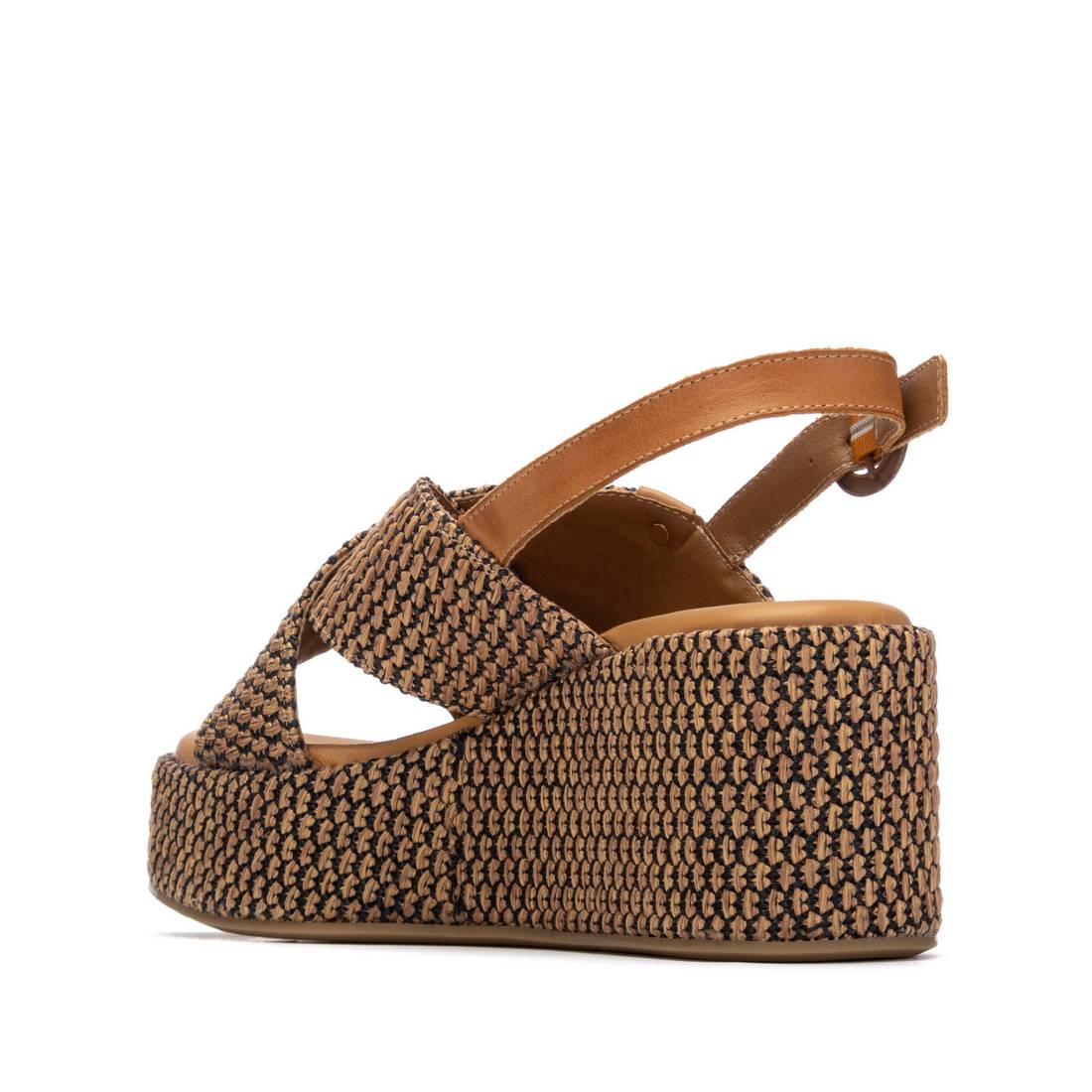 Carmela 16323402 sandales compensées camel raphia 8 cm